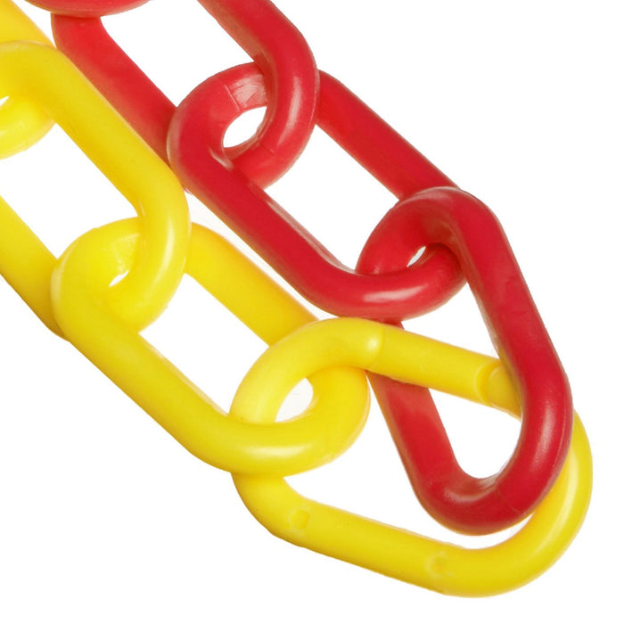Mr. Chain Heavy Duty Alternating Plastic Chain Barrier, 2x100'L, Red/Yellow